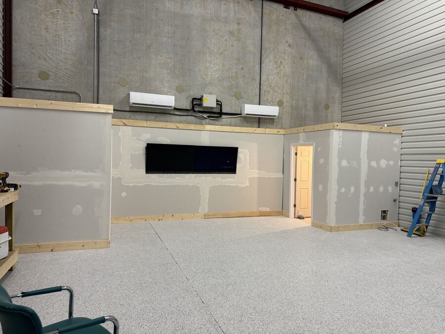 Shop buildout before finish work